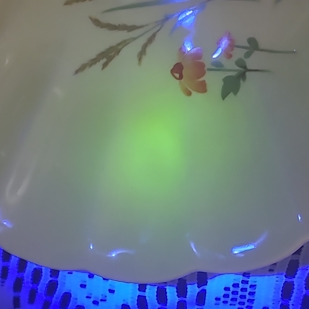 Floral Scalloped Uranium Glaze Oval Platter - Picture 6 of 7